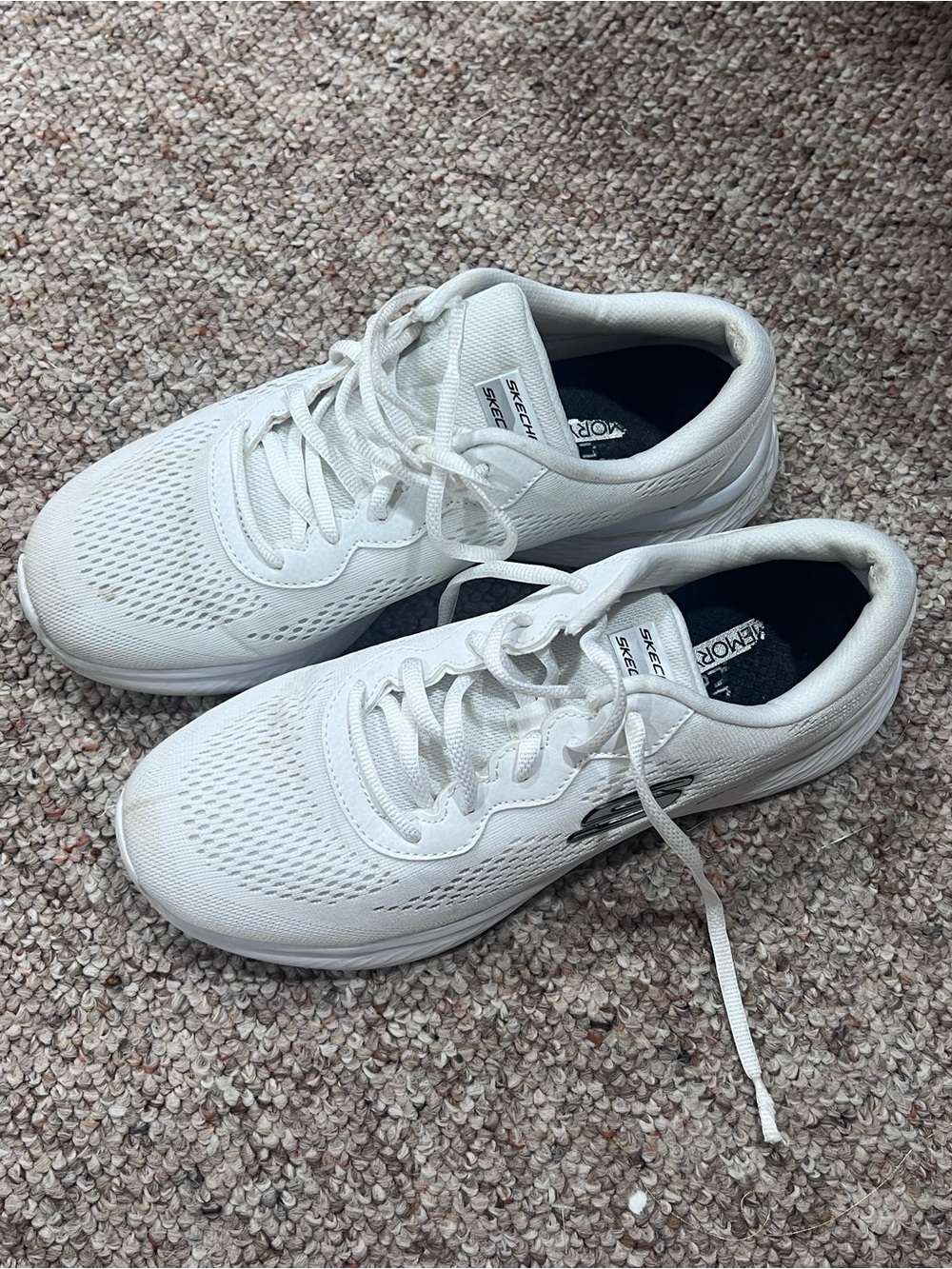 Skechers White Memory Foam Athletic Sneakers